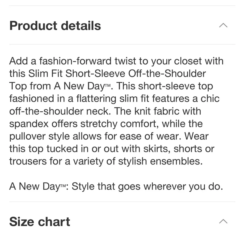 NWT Target A New Day Women’s Slim Fit short sleeve off the shoulder top sz L - Picture 4 of 6